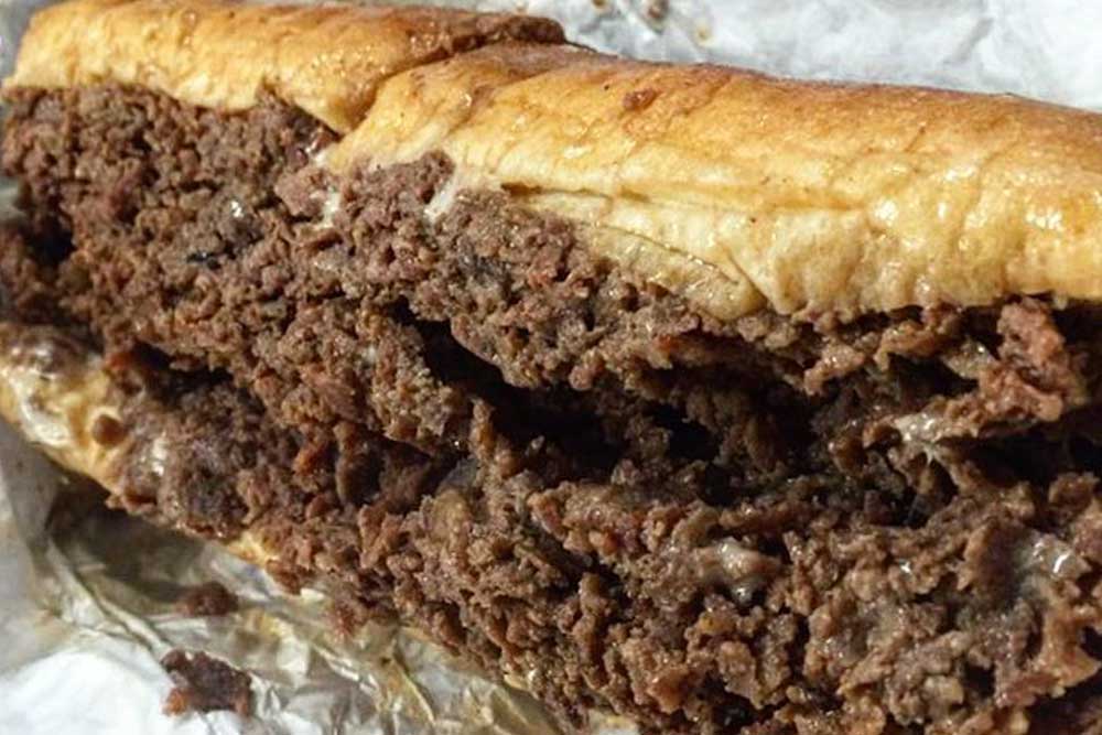 a cheesesteak sandwich from Gooie Looie's on our list of Best Cheesesteak Sandwiches in Philadelphia