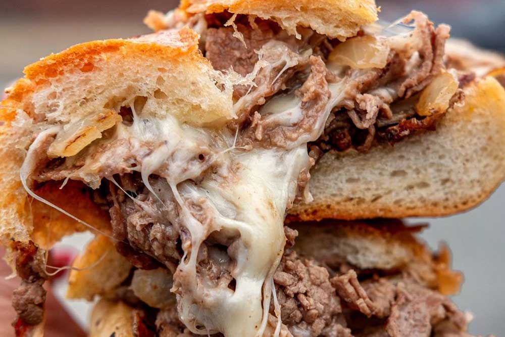 close-up of cheesesteak sandwich in our Best Cheesesteak Sandwiches in Philadelphia guide