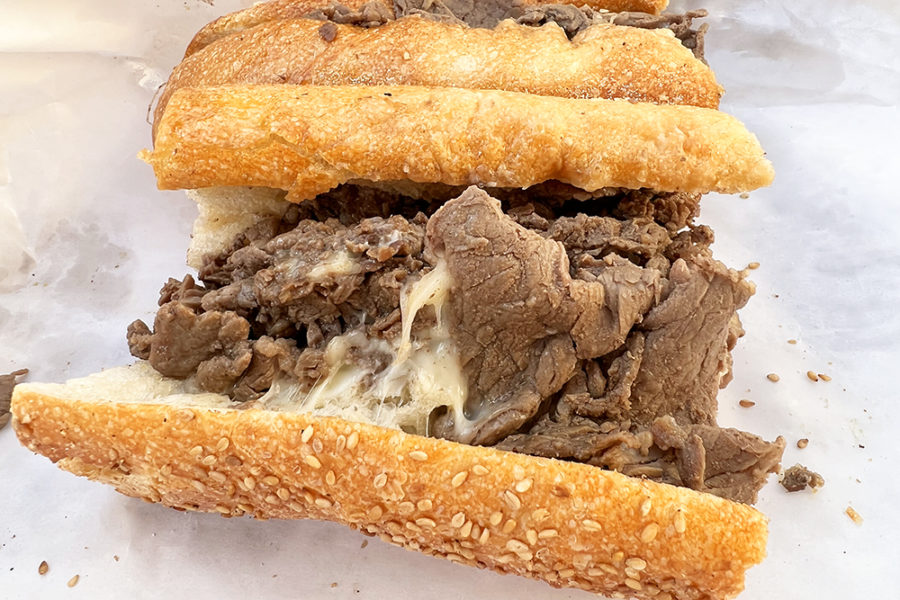 Philly cheesesteak from Angelo's Pizzeria on 9th Street in Philadelphia.