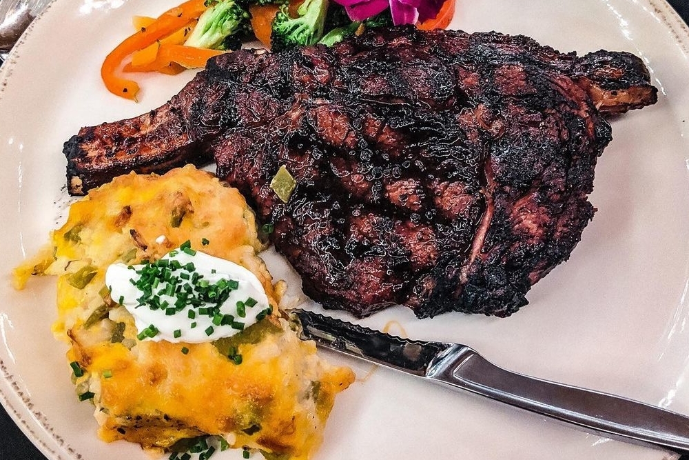 ribeye steak and side of eggs from Bastien’s Restaurant in Denver
