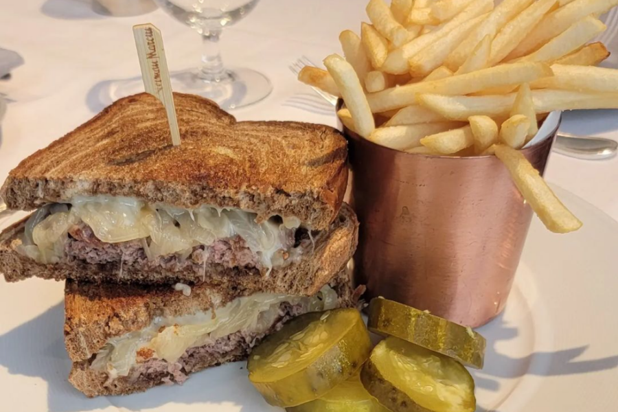 patty melt sandwich and fries from The Zodiac Room in downtown Dallas