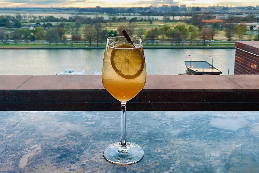 Creative cocktail from 12 Stories rooftop bar in Washington, DC