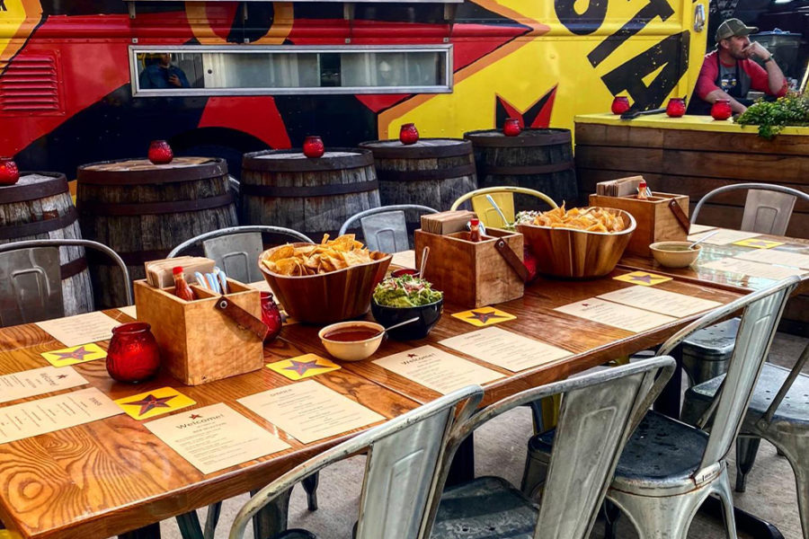 set up table with bowls of fresh chips from big star in chicago