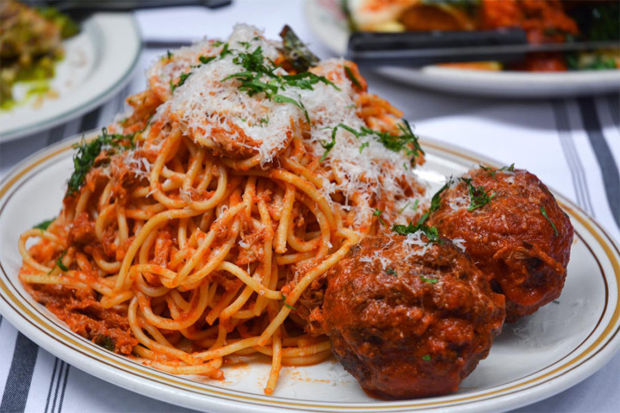 spaghetti and meatballs from little nonna's in philly