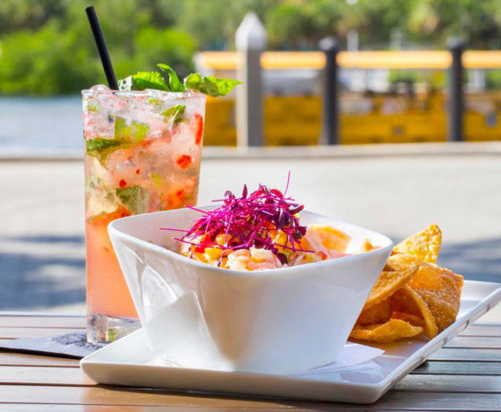 seafood nachos and cocktail from cafe dufrain in tampa