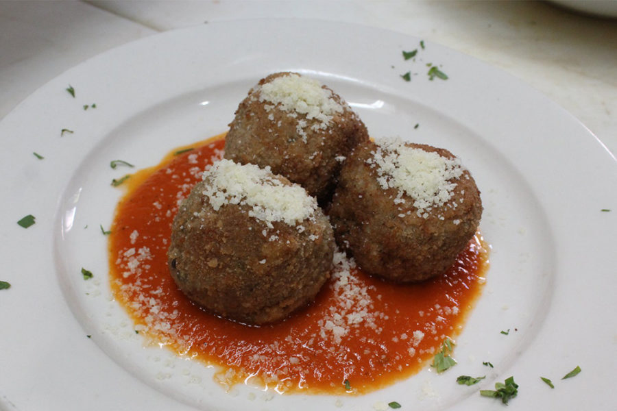 meatballs and marinara sauce from bistro la baia in philly