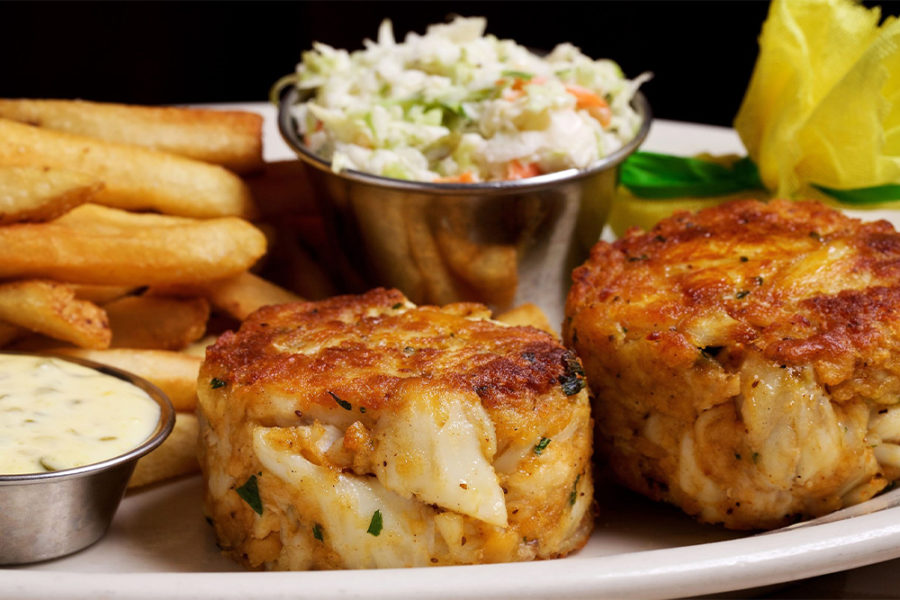 crab cakes and fries from old ebbitt grill in DC
