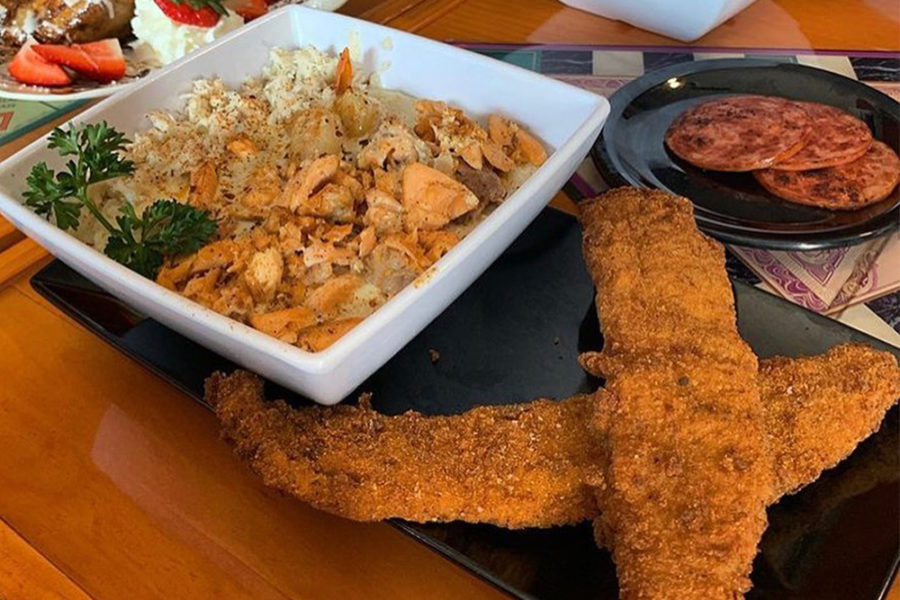 fried fish and rice from rhythm and brunch in philly