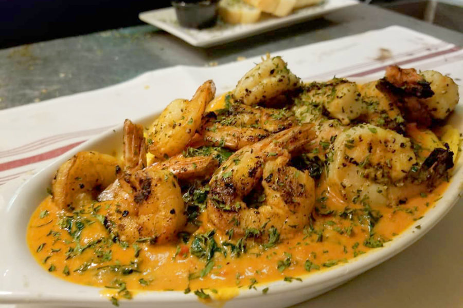 grilled shrimp encased in creamy cheese sauce from truth italian in chicago