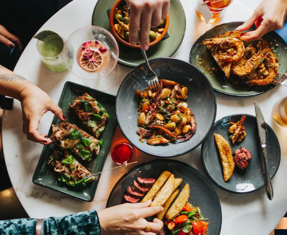 an assortment of gourmet dishes from second floor at the exchange in dallas
