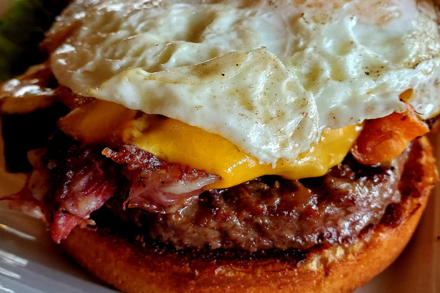 cheeseburger with egg from iron horse brew pub