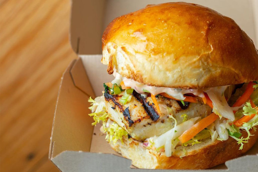 grilled chicken sandwich from huda in philly