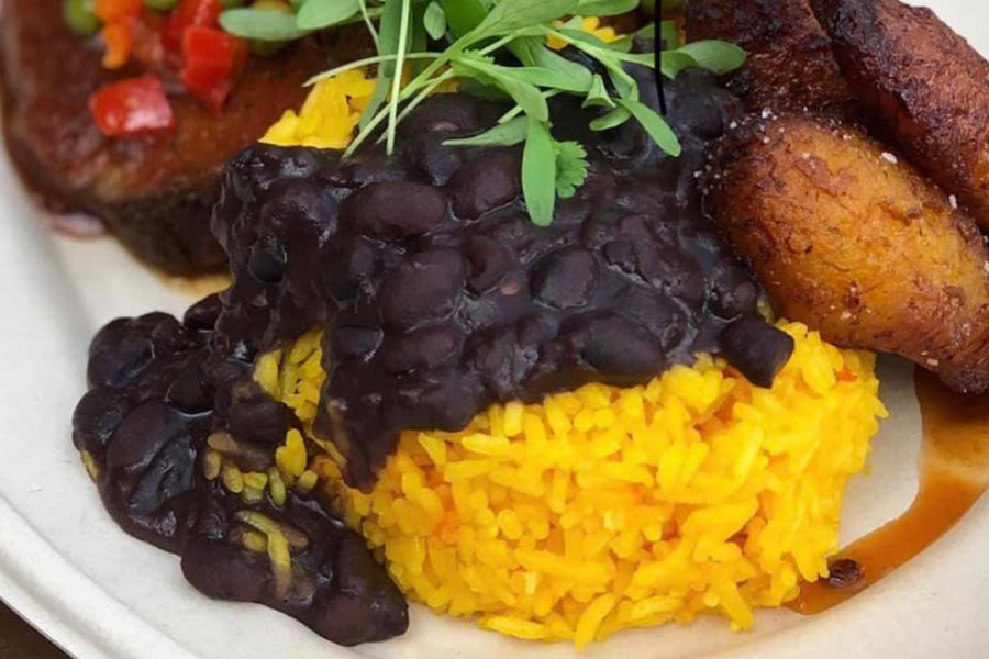 rice, black beans, and grilled plantains from kuba in tampa