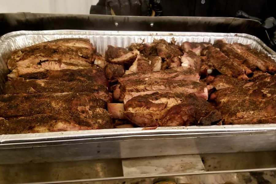 a tray full of bbq ribs from jazzy's bbq in tampa