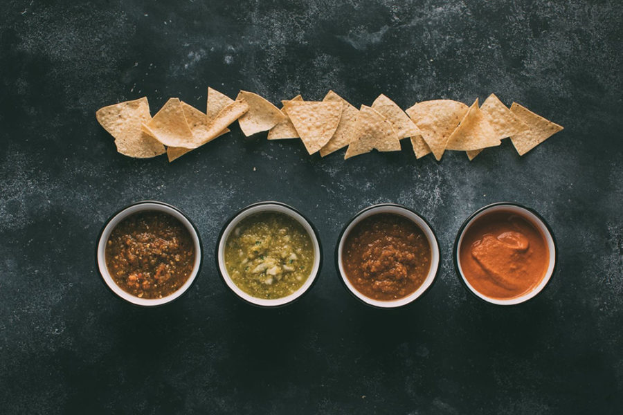 chips and a variety of dips from rio grande mexican restaurant in denver