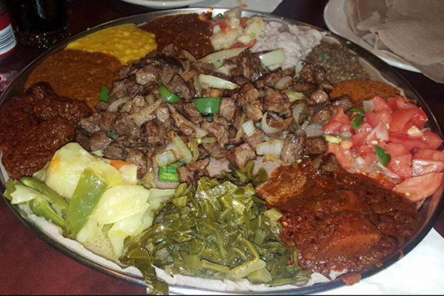 platter of soul food from duukem ethiopian in dc