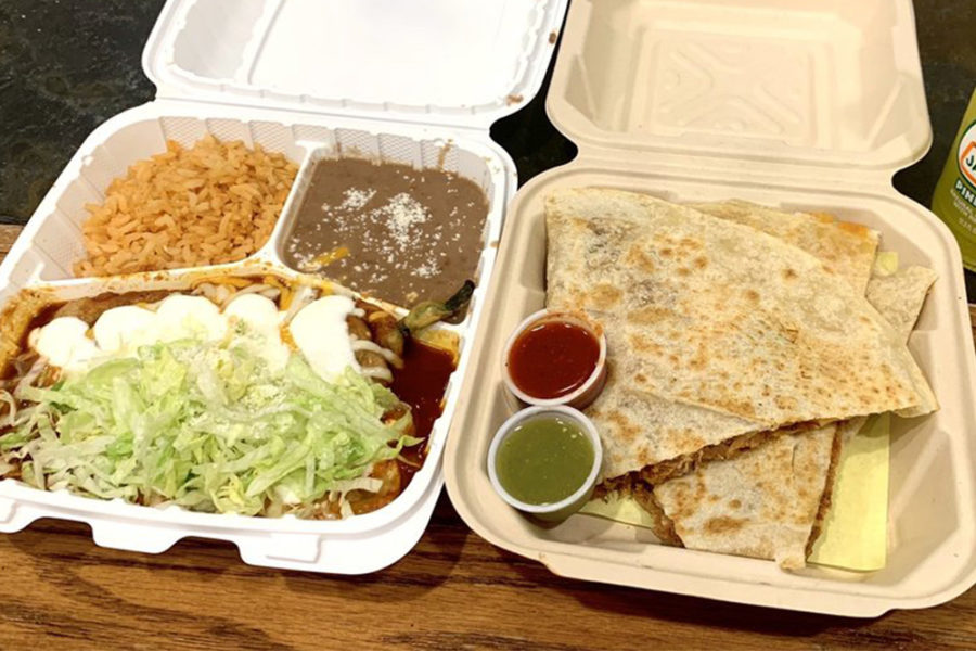 chicken quesadilla meal and burrito meal from la perlita in san diego