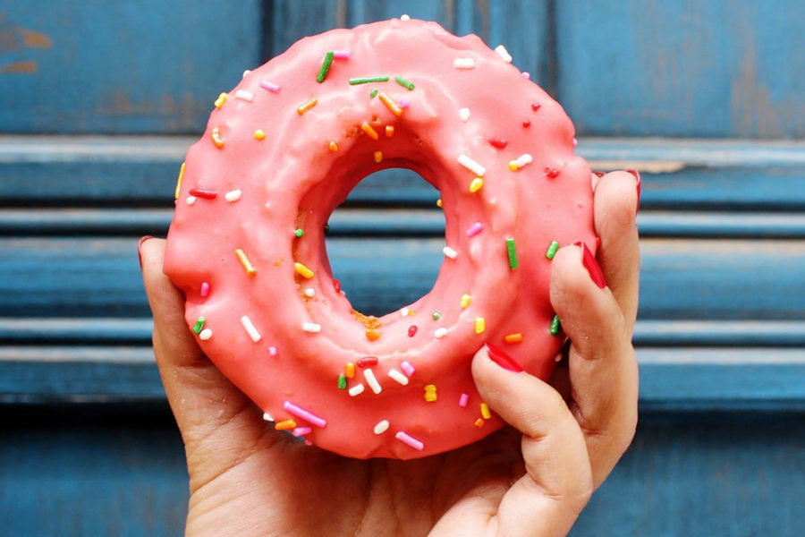 doughnut with sprinkles from doughnut vault in Chicago 