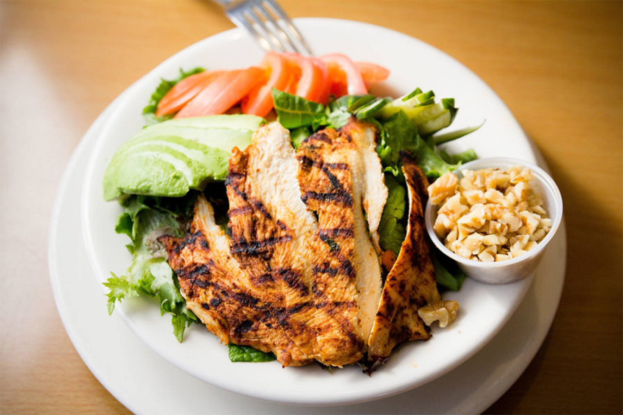 grilled chicken salad from daily news cafe in carlsbad