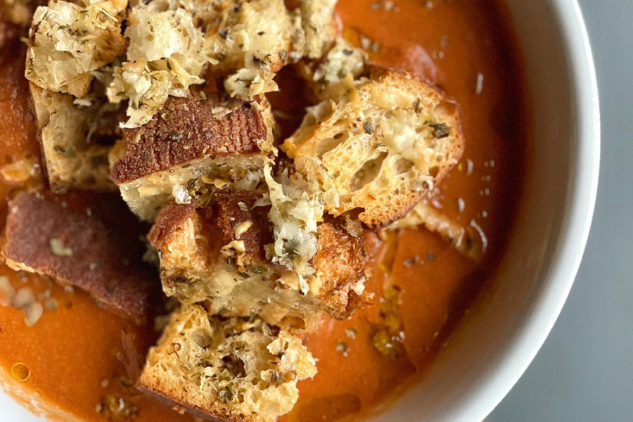 tomato soup with croutons from the fainting goat in dc