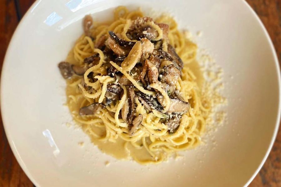 mushroom pasta from le virtu in philly