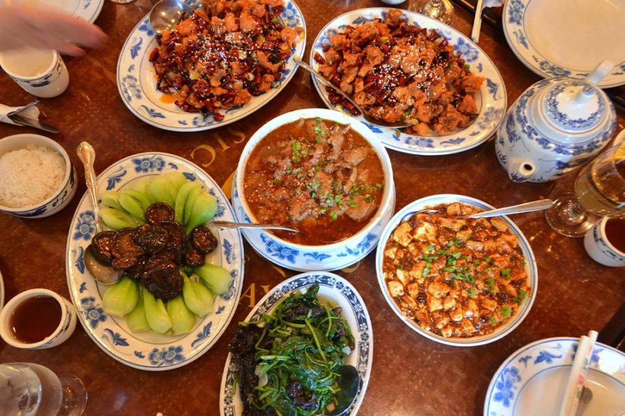an assortment of dishes from sichuan pavilion in dc