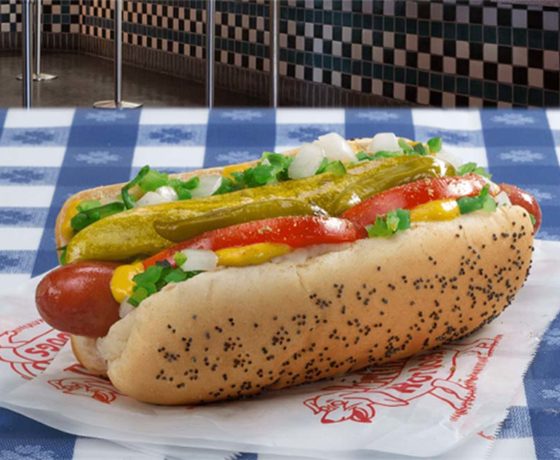 hot dog from portillo's hot dogs in chicago