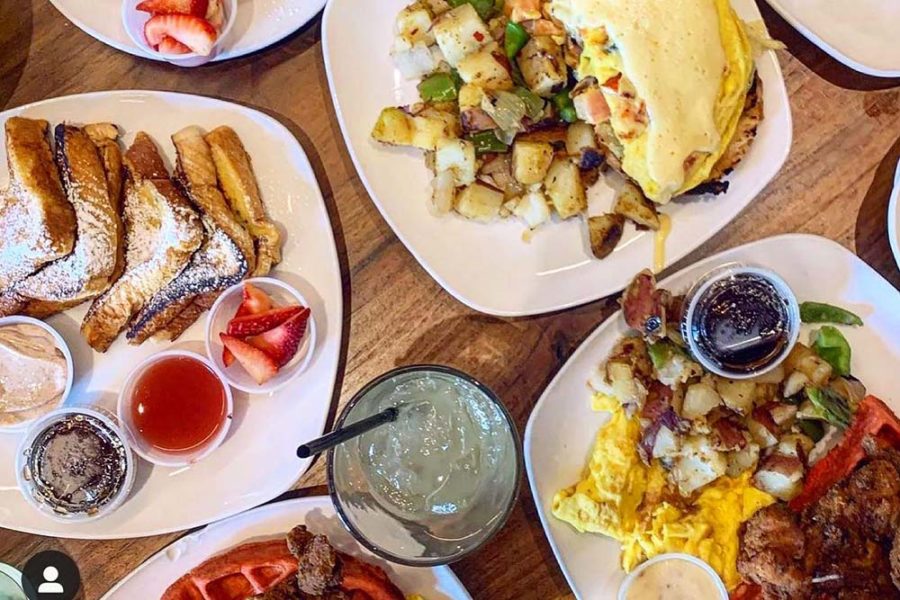 an assortment of breakfast dishes from lulu's american restaurant in richmond, virginia