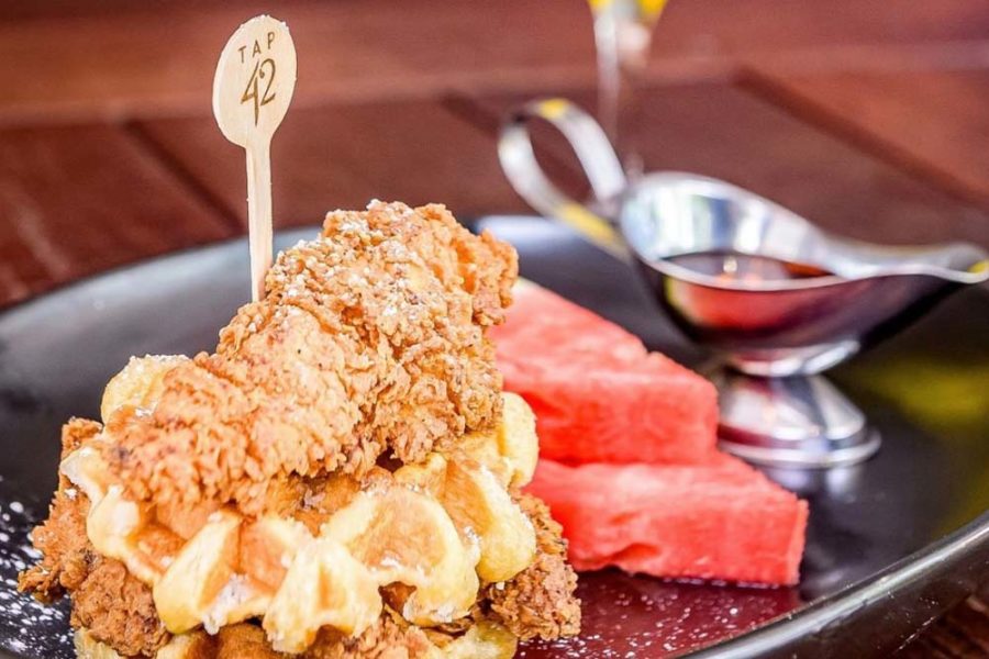chicken and waffles from tap 42 in fort lauderdale, florida