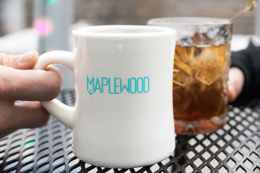 cup of coffee and cocktail from maplewood brewery and distillery in chicago