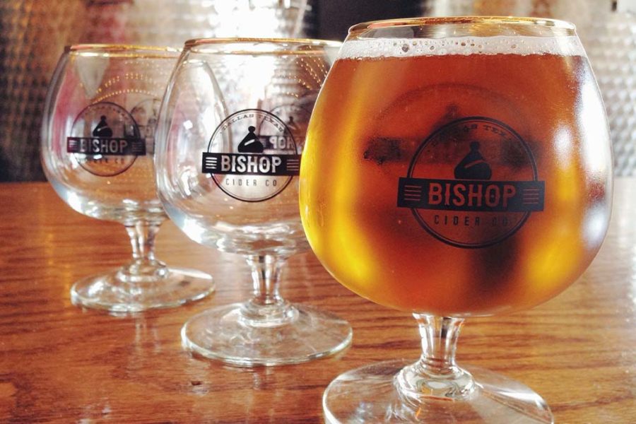 cold glass of beer from bishop cider co. in dallas