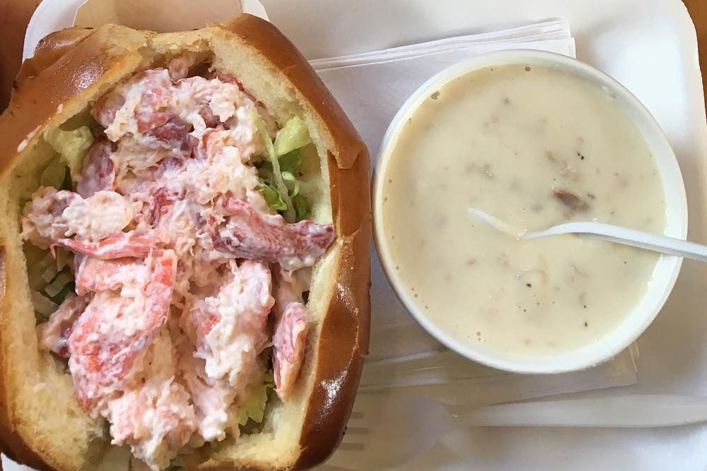 clam chowder and lobster roll from Boston Chowda Co. in Boston