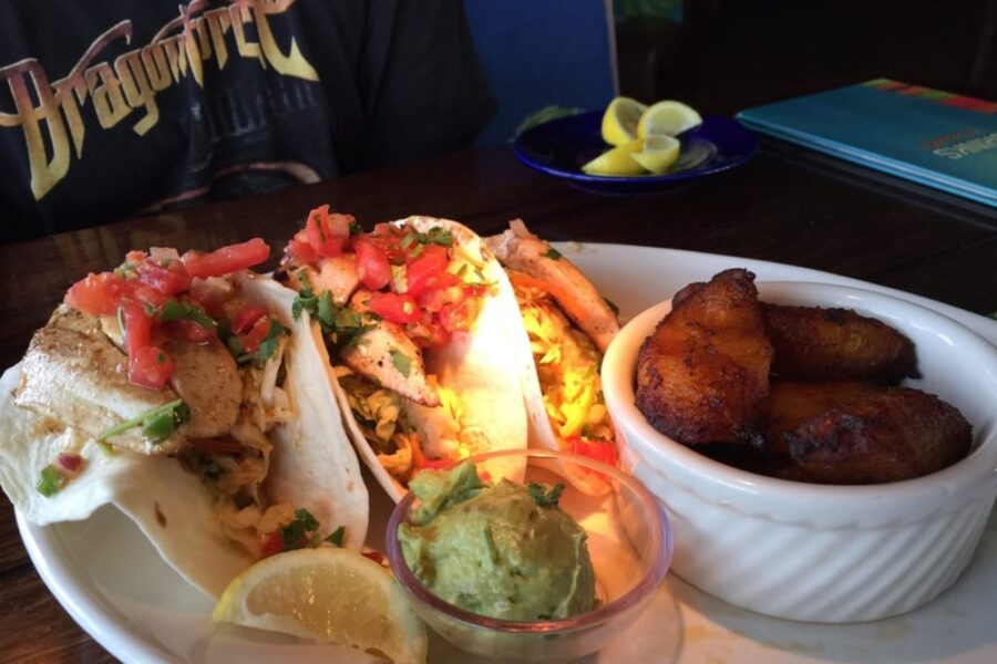 mahi tacos with plantains from Bahama Breeze in Denver