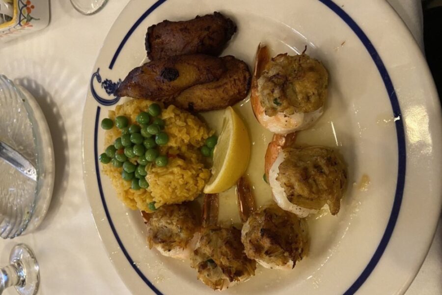 stuffed shrimp with plantains from Columbia Restaurant in Denver