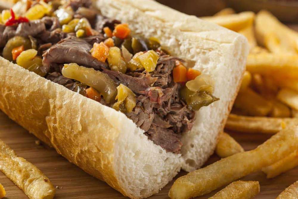 Italian beef sandwich from mr. beef and pizza in Chicago 