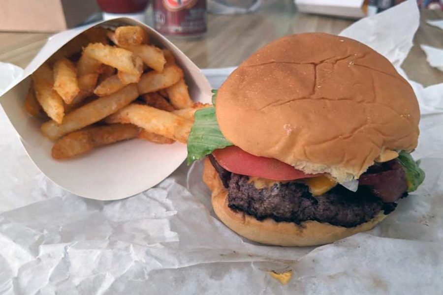 burger and fries from nebraska mini mart in tampa