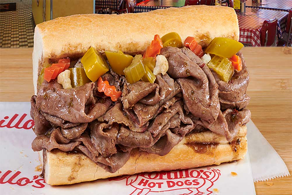 Italian beef sandwich from portillos in Chicago 