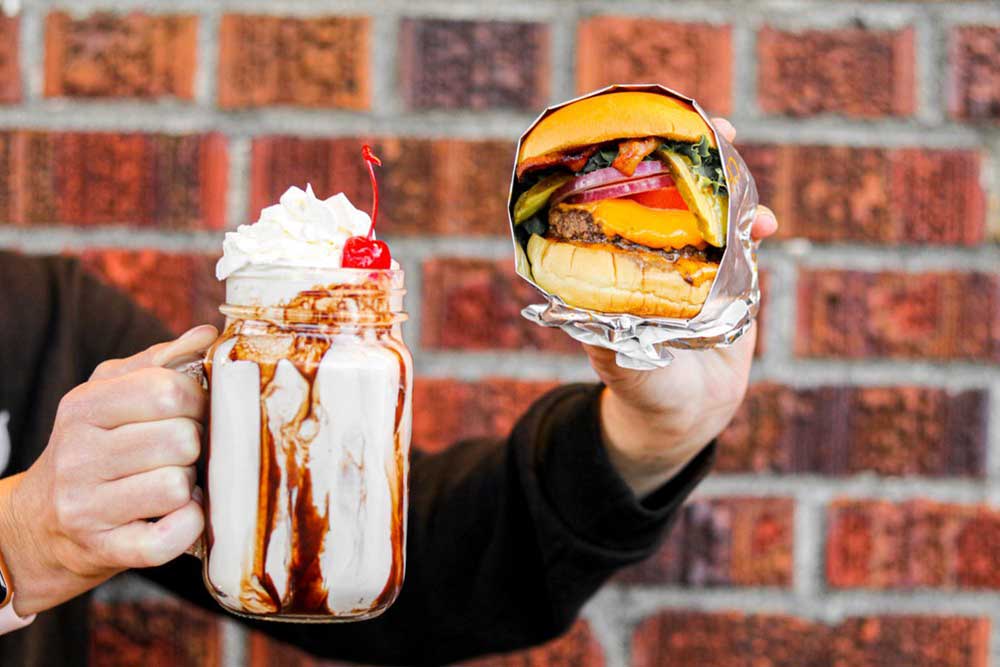 a milkshake and burger from daily eats in tampa