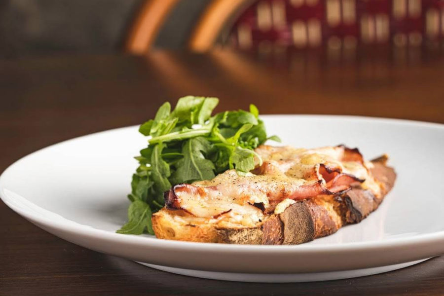 toast with ham from bistro perrier in philadelphia