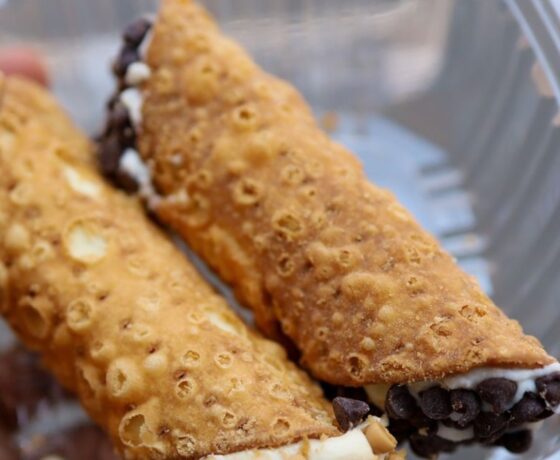 chocolate chip cannoli from Bova's Bakery and Restaurant in Boston