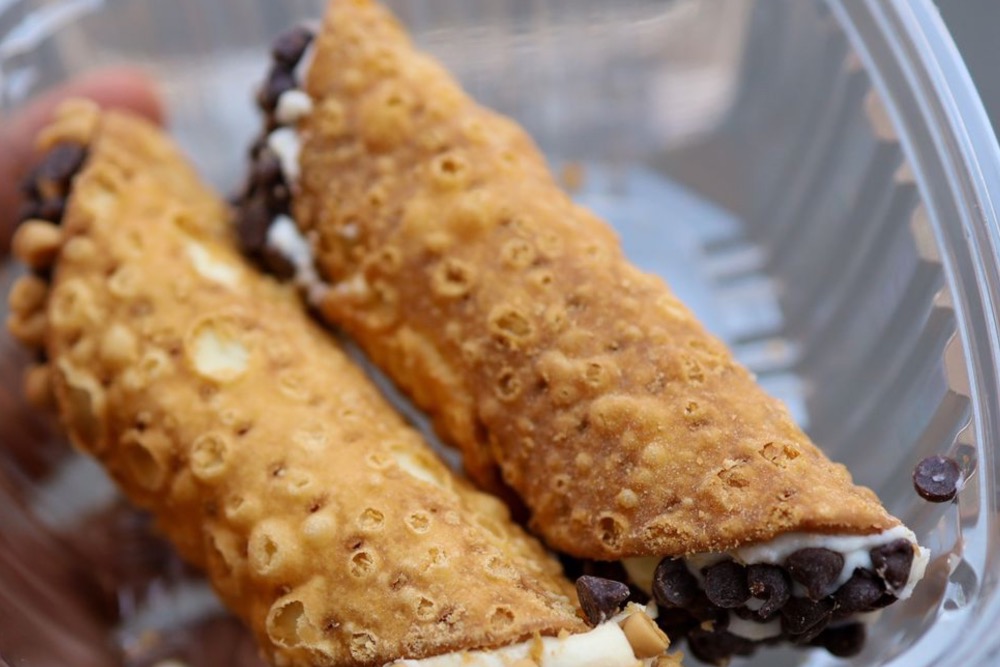 chocolate chip cannoli from Bova's Bakery and Restaurant in Boston