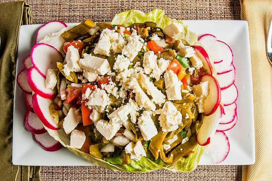 chopped salad bowl with feta cheese from don barriga in philadelphia