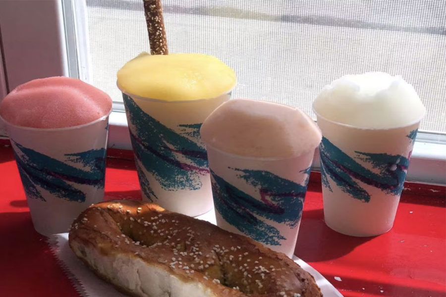 pink, yellow, beige, and white water ices from dre's homemade water ice and ice cream in philadelphia