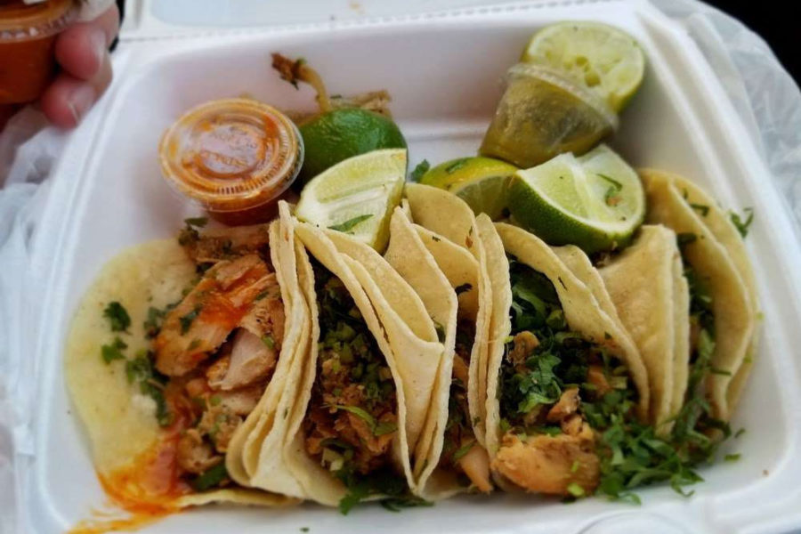 fully loaded flour tortilla tacos from fuel city in dallas