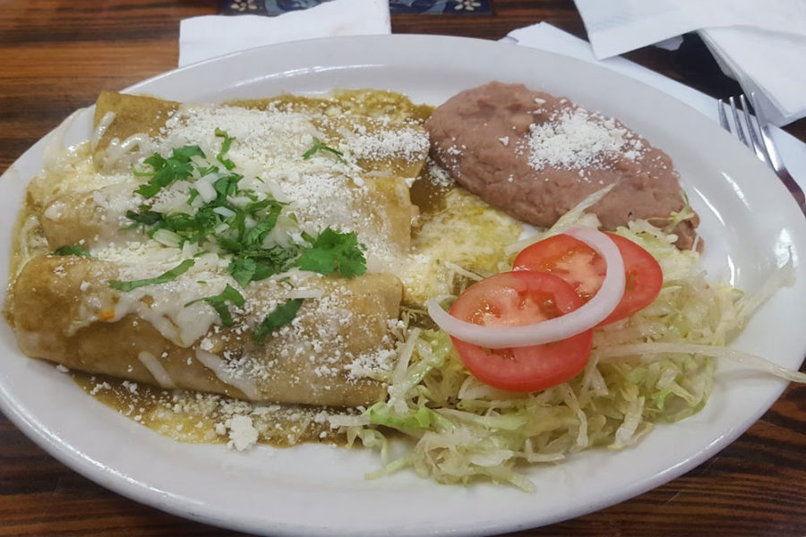 burritos, salad, and refried beans from mi rinconcito mexicano in miami