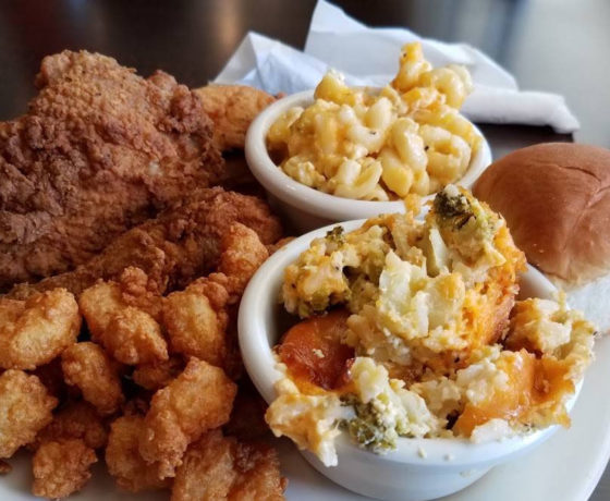 fried chicken, mac and cheese, and other sides from Mr. Charles Chicken and Fish in in charlotte