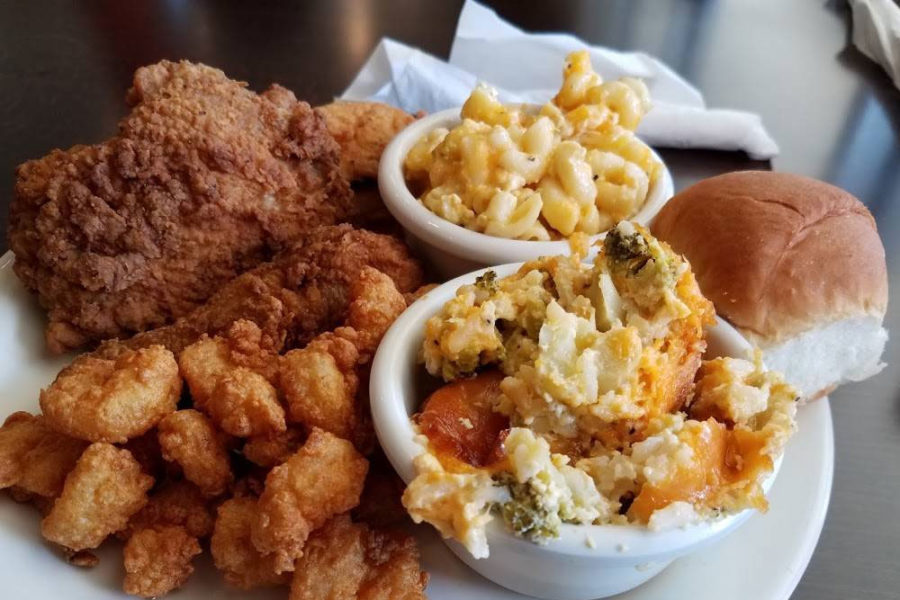 fried chicken, mac and cheese, and other sides from Mr. Charles Chicken and Fish in in charlotte