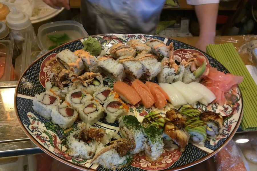large assortment of sushi from musashi in charlotte