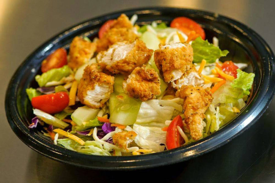 salad with fried chicken from PDQ Concord in charlotte