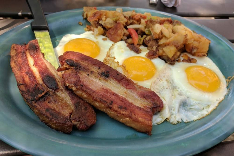 bacon, eggs, and side of hashbrowns from paulines in chicago